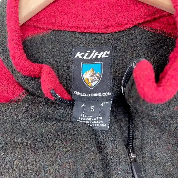 KUHL Alfpaca Fleece Jacket Brown Red Full Zip Pockets Thumbholes Womens Small